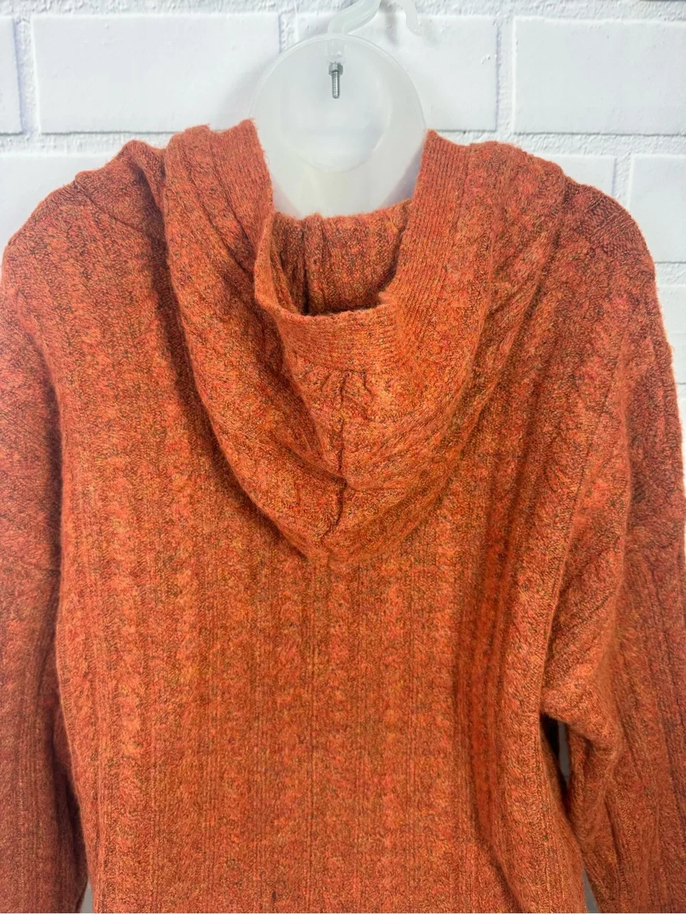 For The Republic Apple Spice Heather Hooded Knit Sweater Size S/P NWT
